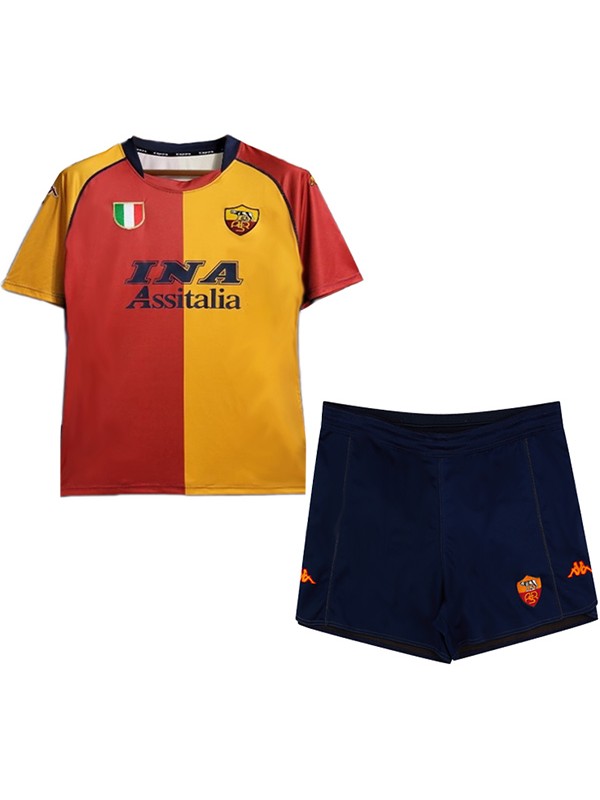 AS roma home kids retro jersey vintage soccer kit united children first football mini shirt youth uniforms 2001-2002