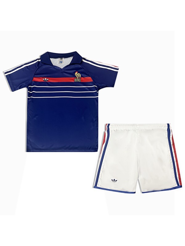 France casa bambini maglia retrò kit calcio bambini vintage prima maglia da calcio mini uniformi giovanili 1984