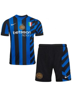 Inter milan home kids jersey soccer kit children first football mini shirt youth uniforms 2024-2025