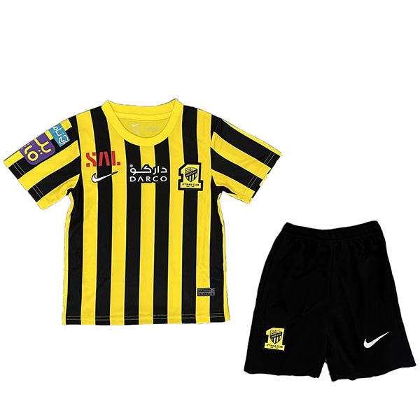 Ittihad home kids jersey soccer kit jeddah united children first football mini shirt youth uniforms 2023-2024