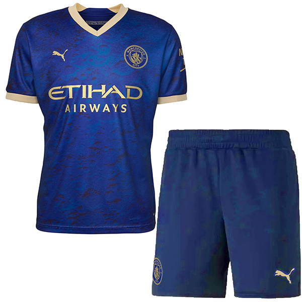 Manchester city special kids kit soccer children blue football shirt mini youth uniforms 2023-2024
