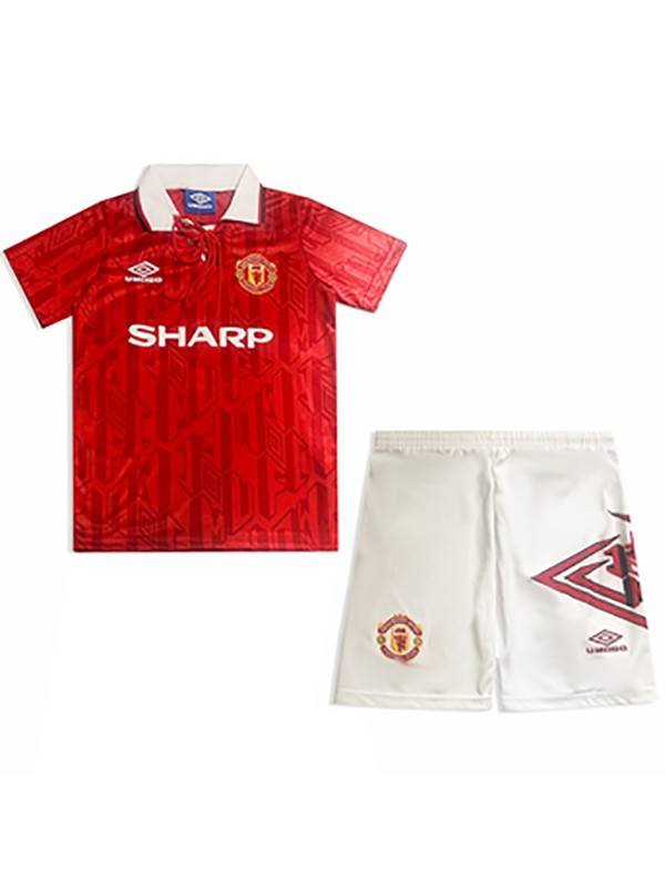 Manchester united casa bambini maglia retrò kit calcio bambini vintage prima maglia da calcio mini uniformi giovanili 1992-1994