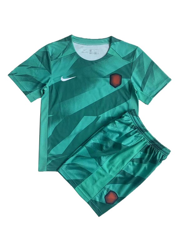 Nethlan goalkeeper kids jersey soccer kit children green football mini shirt youth uniforms 2023