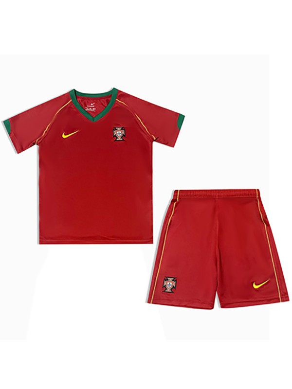 Portugal casa bambini maglia retrò kit calcio bambini vintage prima maglia da calcio mini uniformi giovanili 2006