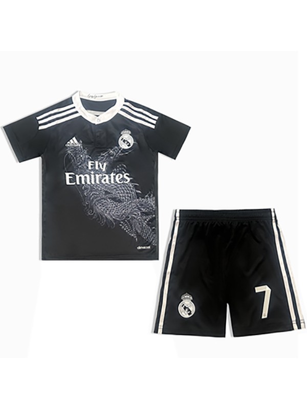 Real madrid maglia da calcio speciale per bambini drago retrò kit da calcio per bambini vintage nero mini maglietta da calcio uniformi giovanili 2014-2015