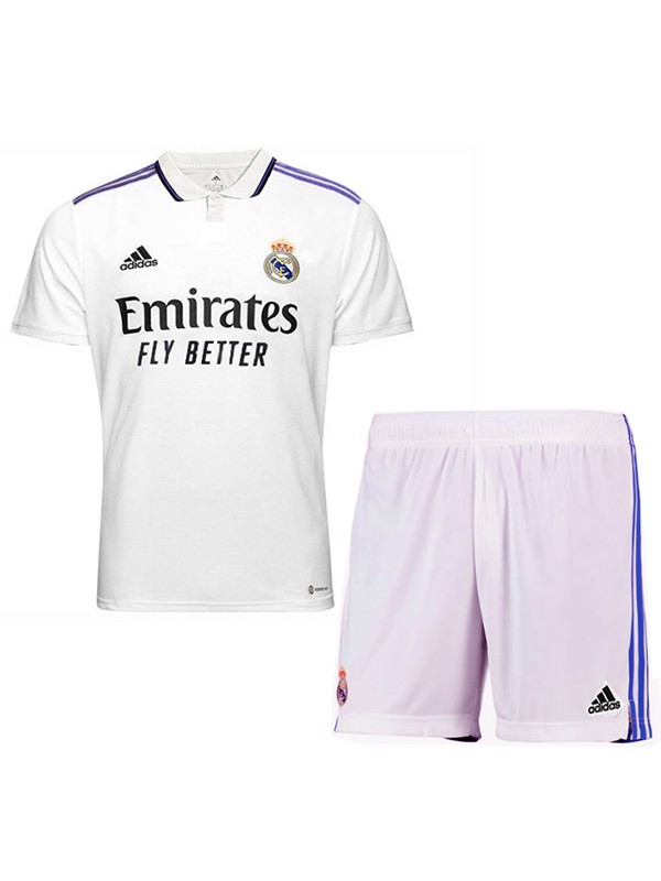 Real madrid home kids kit soccer jersey children first football mini shirt youth uniforms 2022-2023