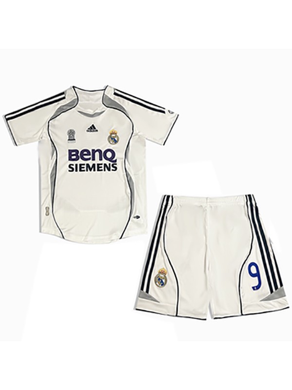 Real madrid maglia retrò per bambini da casa kit da calcio per bambini vintage prima maglia da calcio mini uniformi giovanili 2006-2007