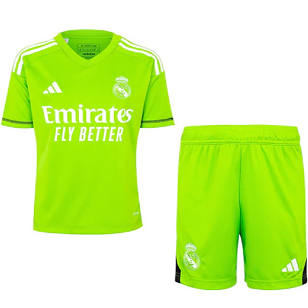Real madrid kids goalkeeper jersey soccer kit children green football mini shirt youth uniforms 2023-2024