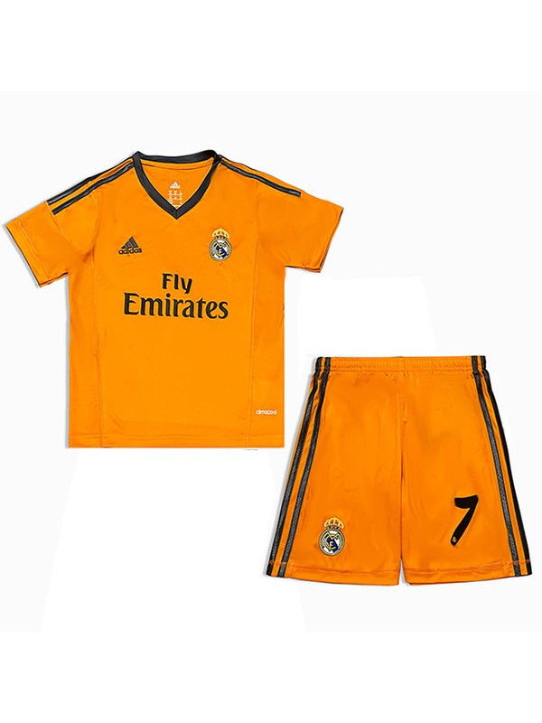 Real madrid terza maglia retrò per bambini kit da calcio per bambini vintage terza maglia da calcio mini uniformi giovanili 2013-2014