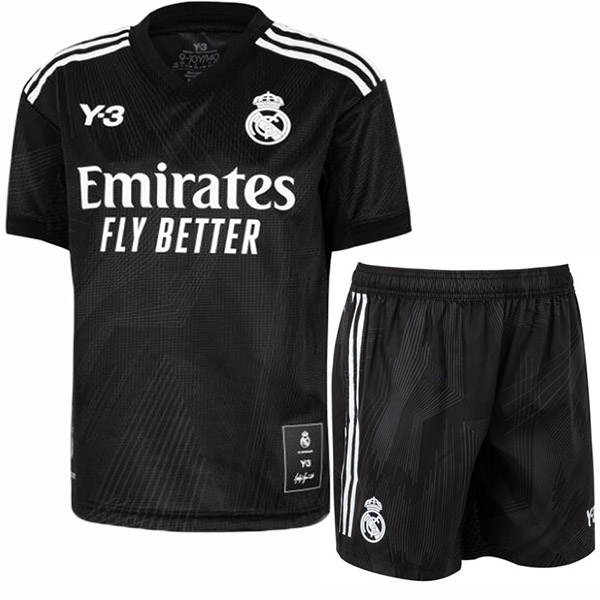 Real madrid y3 kids kit soccer children black football shirt youth uniforms 2022-2023