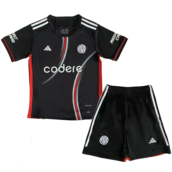 River Plate third kids jersey soccer kit children black football mini shirt youth uniforms 2024-2025