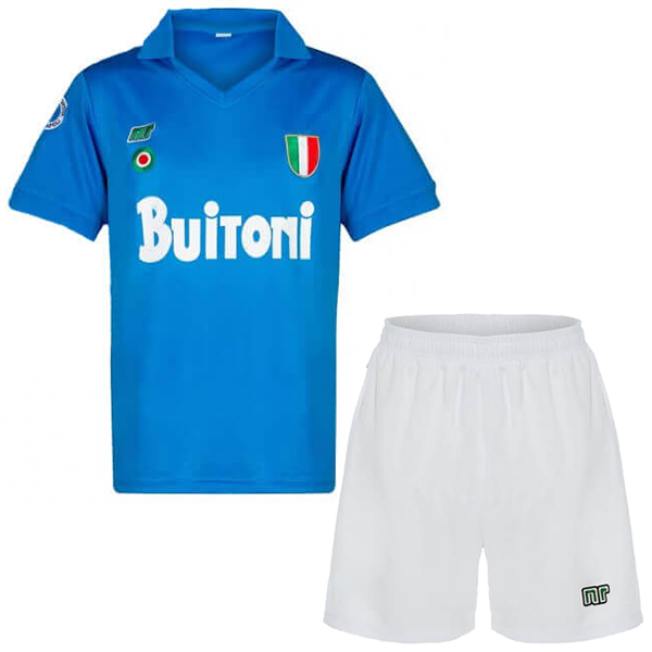 SSC Napoli home kids retro jersey soccer kit children vintage first football shirt mini youth uniforms 1987-1988