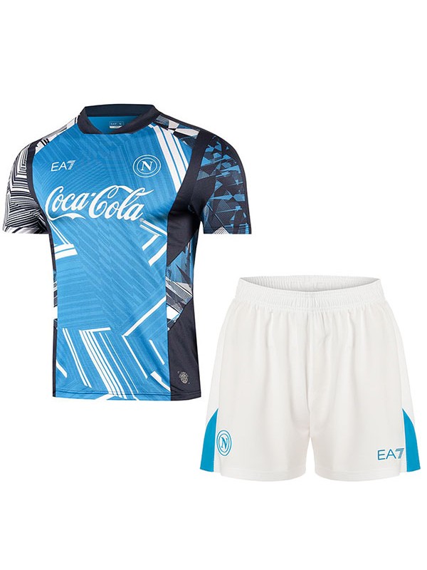 SSC napoli maglia da calcio pre-partita per bambini kit da calcio speciale per bambini mini-maglietta da calcio uniformi giovanili 2025-2026