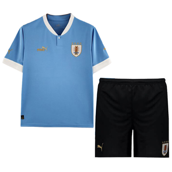 Uruguay home kids kit children first football shirt mini jersey soccer youth uniforms 2022