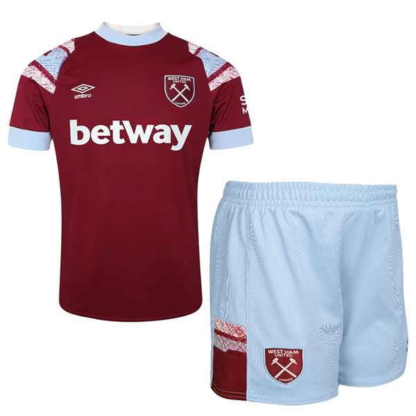 West ham home kids kit soccer children first football mini shirt youth uniforms 2022-2023