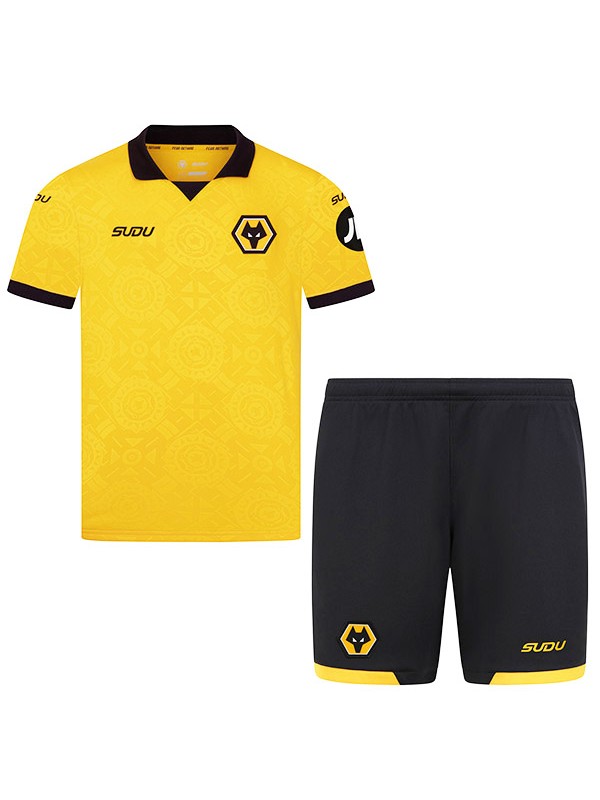 Wolverhampton Wanderers kit per bambini da casa maglia da calcio Wolves per bambini prima maglia da calcio mini uniformi giovanili 2025-2026