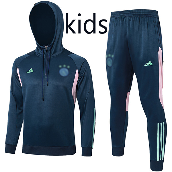 Ajx hoodie jacket kids kit navy football sportswear tracksuit long zipper youth training uniform outdoor children soccer coat 2024