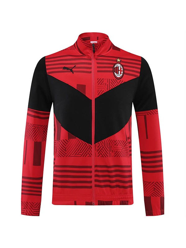 AC milan jacket football sportswear tracksuit full zipper men's training kit outdoor soccer coat red uniform 2022-2023