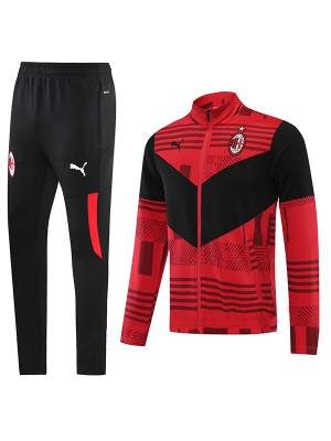 AC milan jacket football sportswear tracksuit full zipper men's training kit outdoor soccer coat red uniform 2022-2023