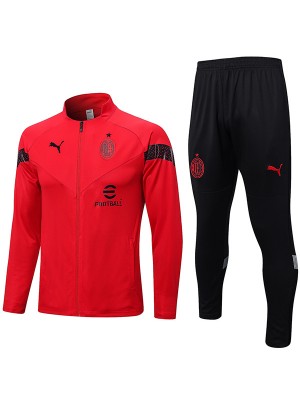 AC milan jacket football sportswear tracksuit full zipper uniform men's training red outdoor soccer kit 2022-2023