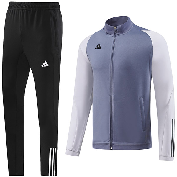 Adds jacket football sportswear tracksuit full zipper uniform men's training kit gray white outdoor soccer coat 2023-2024