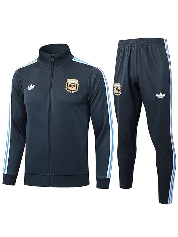 Argentina giacca da calcio abbigliamento sportivo tuta da ginnastica cerniera intera grigio scuro uniforme da allenamento per uomo giacca da calcio per esterni 2025-2026