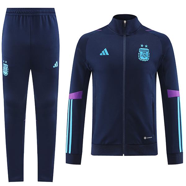 Argentina jacket football sportswear tracksuit full zipper uniform men's training kit navy outdoor soccer coat 2022