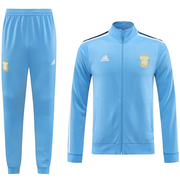 Argentina jacket football sportswear tracksuit long zipper lightblue uniform men's training kit outdoor soccer coat 2024