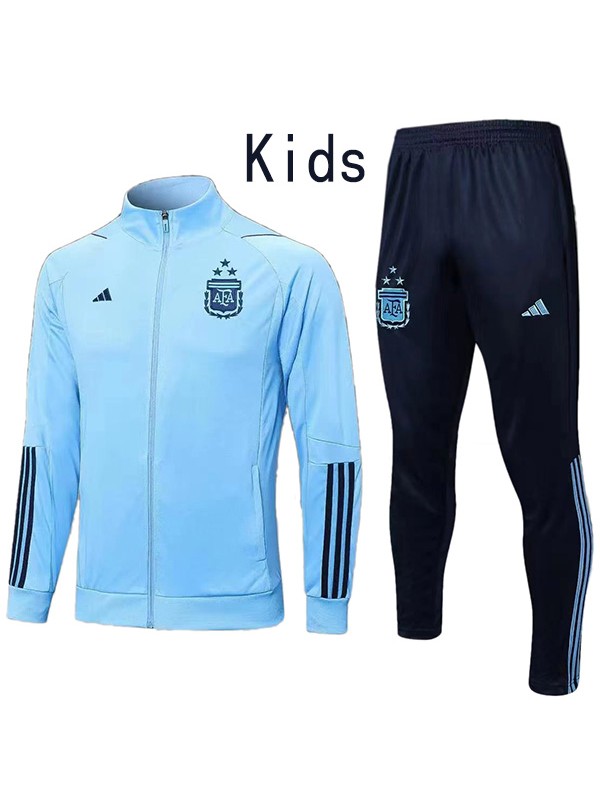 Argentina  jacket kids kit football sportswear tracksuit blue long zipper youth training uniform outdoor children soccer coat 2022-2023