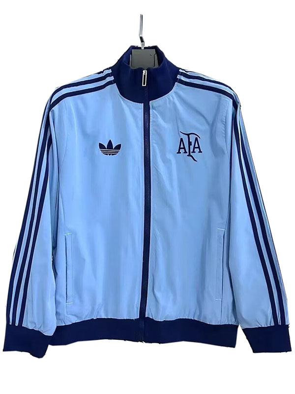 Argentina giacca a vento con cappuccio giacca abbigliamento sportivo da calcio tuta da allenamento con cerniera intera blu kit cappotto da calcio all'aperto 2025-2026