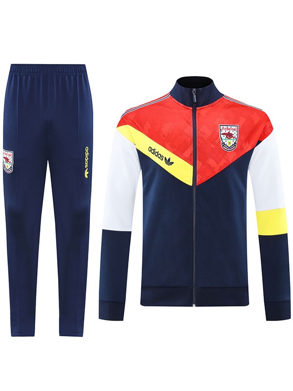 Arsenal giacca da calcio abbigliamento sportivo tuta da ginnastica cerniera intera uniforme da uomo blu navy e rosso kit da allenamento giacca da calcio per esterni 2025-2026