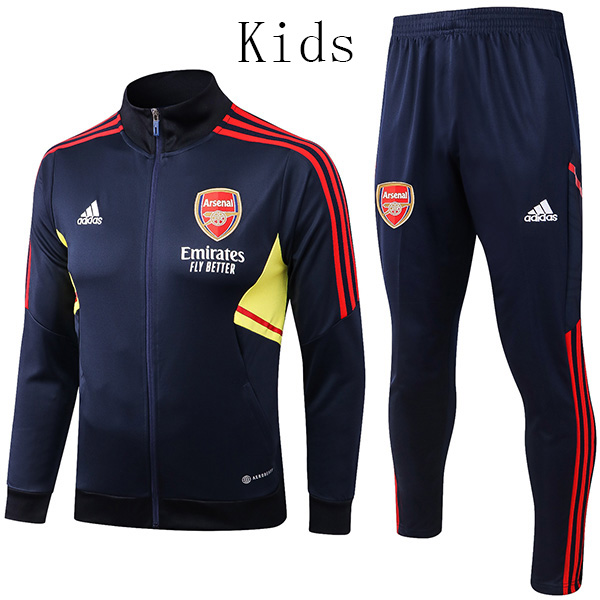 Arsenal jacket navy kids kit football sportswear tracksuit zipper neck youth training uniform outdoor children soccer coat 2022-2023