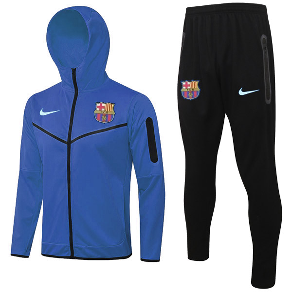 Barcelona hoodie jacket football sportswear tracksuit full zipper uniform men's training kit athletic outdoor soccer blue coat 2022-2023