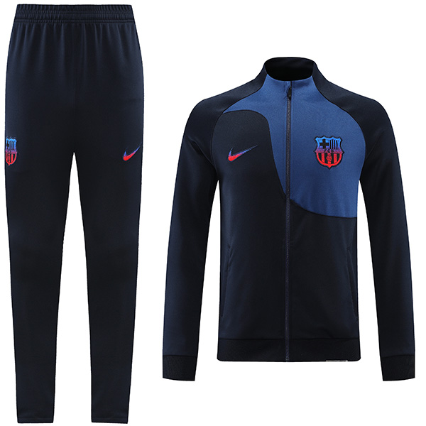 Barcelona jacket football navy sportswear tracksuit full zipper uniform FCB men's training kit outdoor soccer coat 2022-2023