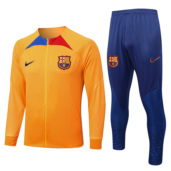 Barcelona jacket football orange sportswear tracksuit full zipper FCB men's training kit outdoor soccer coat 2022-2023