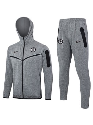 Chelsea hoodie jacket football sportswear grey tracksuit full zipper men's training kit outdoor uniform soccer coat 2024-2025