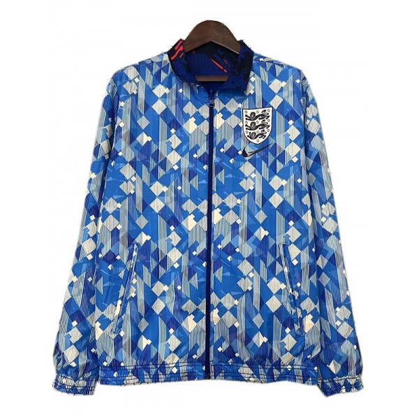 England windbreaker jacket blue double-sided football sportswear tracksuit full zipper men's training kit outdoor soccer coat 2024