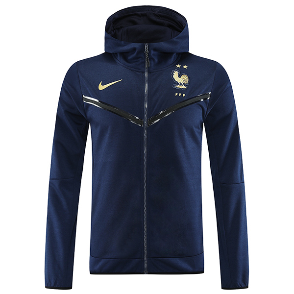 France hoodie jacket football sportswear tracksuit full zipper navy windbreaker suit men's training jersey kit outdoor soccer coat 2023-2024
