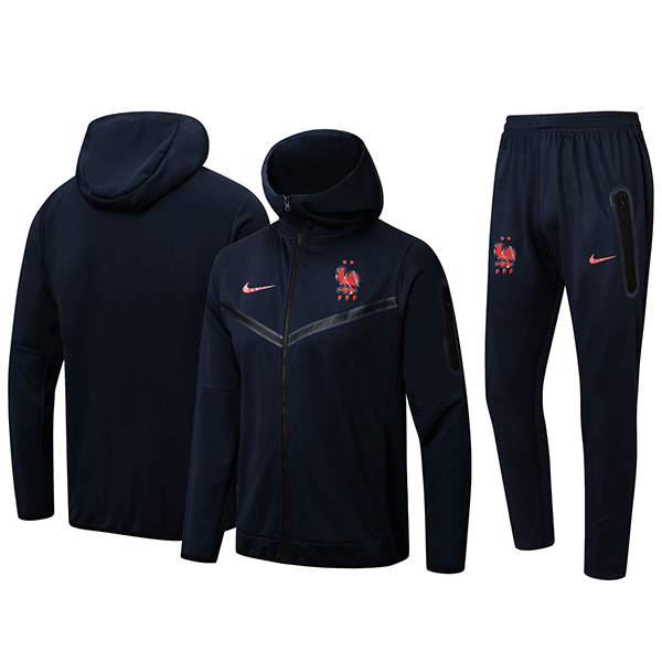 France hoodie jacket football sportswear tracksuit full zipper uniform men's training kit athletic outdoor soccer navy coat 2022