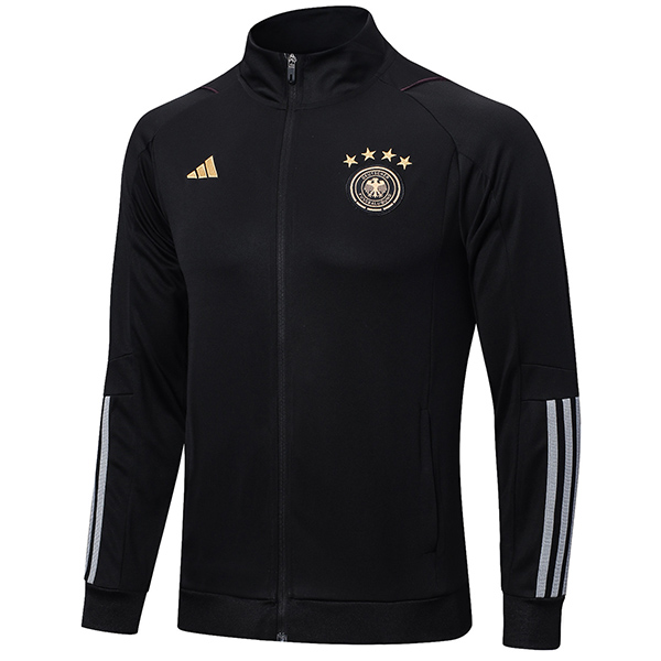 Germany jacket football sportswear tracksuit full zipper uniform men's black training outdoor soccer kit 2022-2023