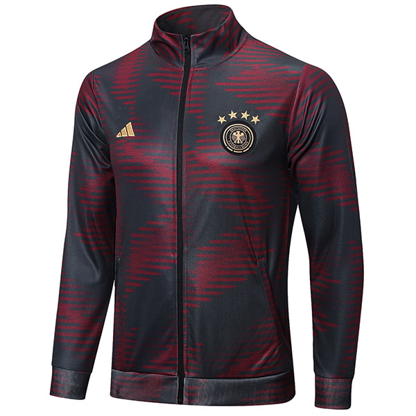 Germany jacket football sportswear tracksuit full zipper uniform men's training black red outdoor soccer kit 2022-2023