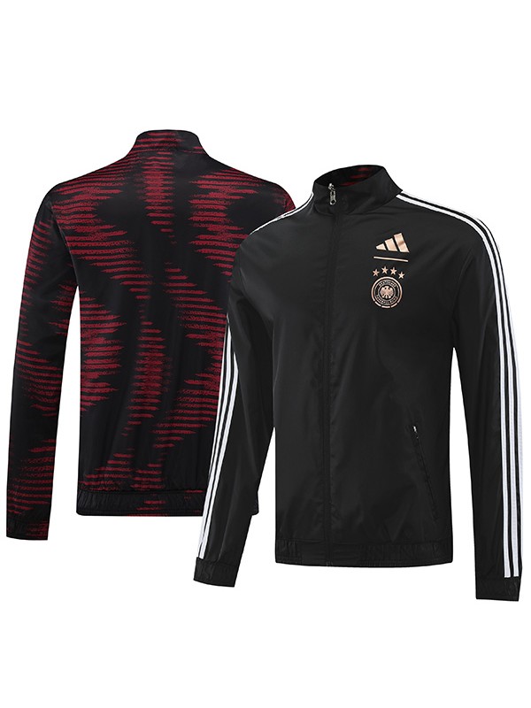 Germany windbreaker double sided jacket football sportswear tracksuit full zipper men's training black red kit outdoor soccer coat 2023-2024