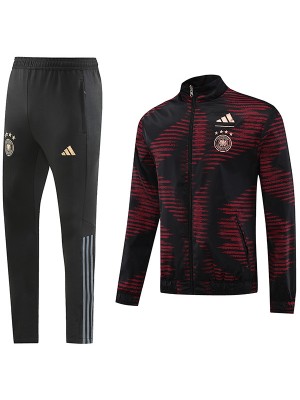 Germany windbreaker double sided jacket football sportswear tracksuit full zipper men's training black red kit outdoor soccer coat 2023-2024