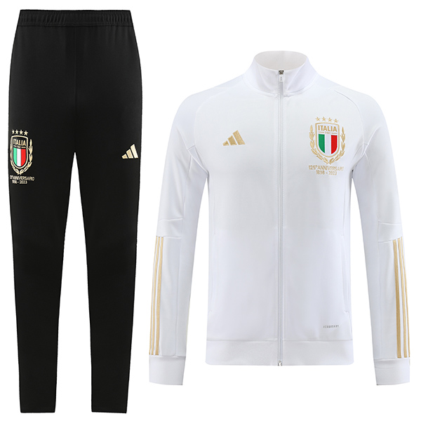 Italy 125th anniversary jacket football sportswear tracksuit full zipper men's white training kit outdoor soccer coat 2023-2024