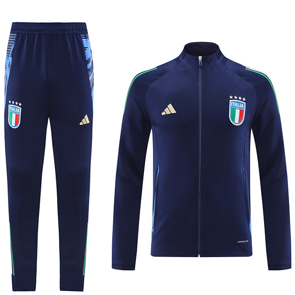 Italy jacket football sportswear tracksuit full zipper men's navy training kit outdoor soccer coat 2024-2025