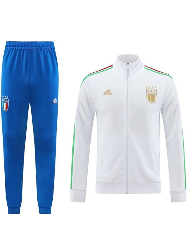 Italy jacket football sportswear tracksuit full zipper men's white blue training kit outdoor soccer coat 2024