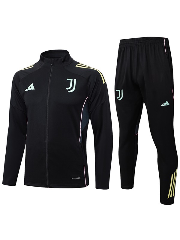 Juventus giacca da calcio abbigliamento sportivo tuta da ginnastica con cerniera intera uniforme da uomo kit da allenamento nero giacca da calcio per esterni 2025-2026