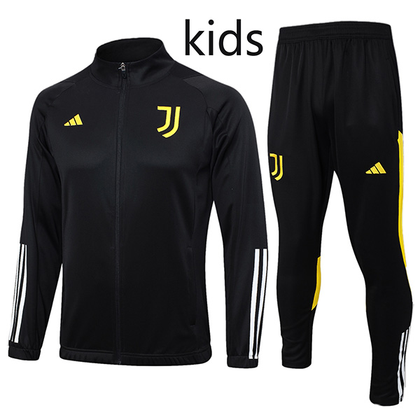 Juventus jacket kids kit football sportswear tracksuit black long zip youth training uniform outdoor children soccer coat 2023-2024