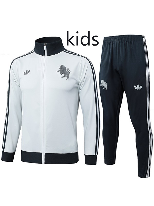 Juventus giacca bambini kit calcio abbigliamento sportivo tuta uniforme allenamento bianco lunga con zip collo giovane giacca calcio bambini outdoor 2025-2026
