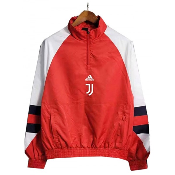 Juventus windbreaker hoodie jacket football sportswear tracksuit zipper men's red training kit outdoor soccer coat 2023-2024